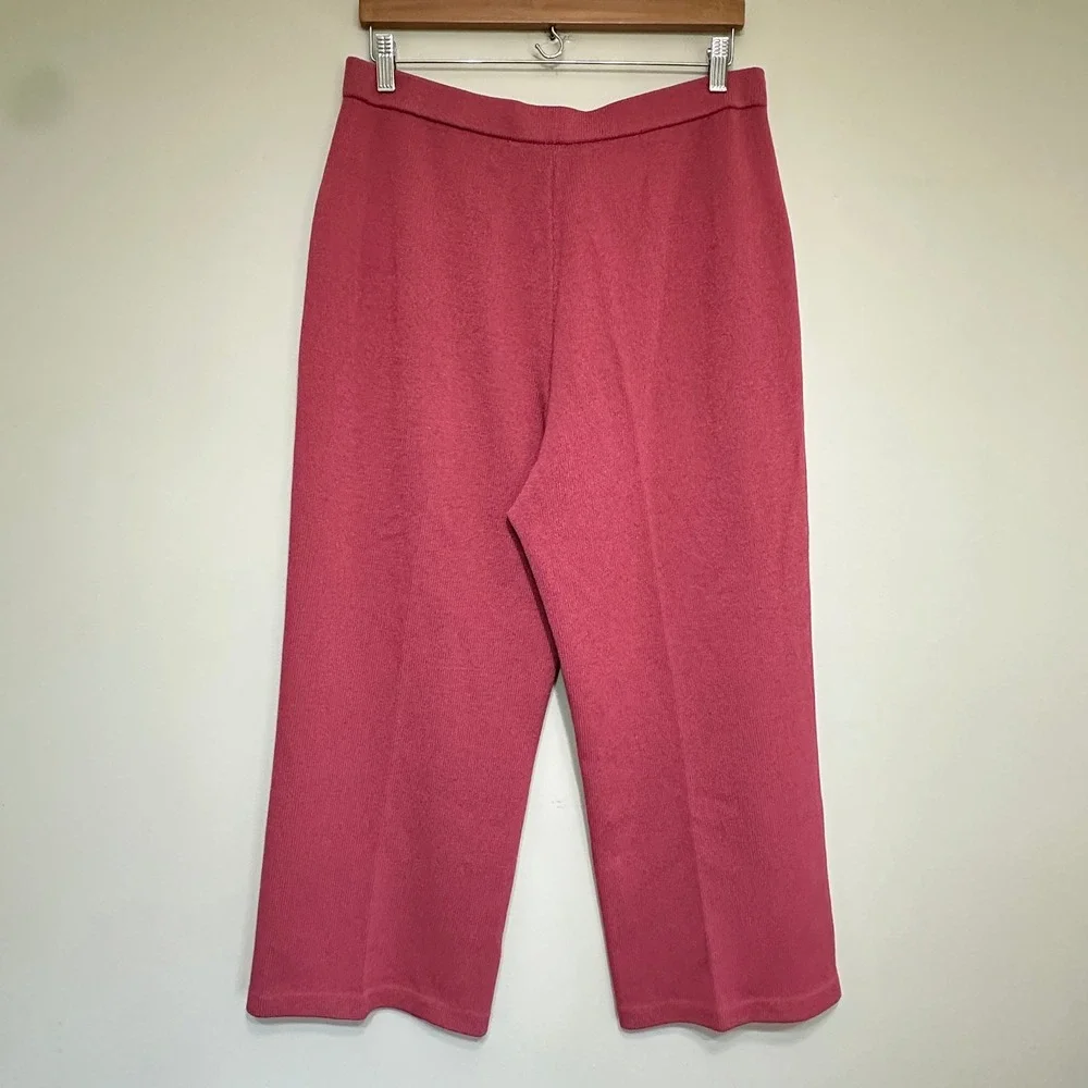 St. John Collection Rose Pink Cropped Wide-Leg Pants